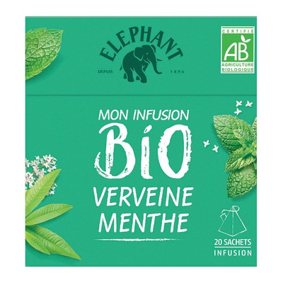 Elephant Organic Herbal Tea Verbena Mint 20 Pyramid® Sachets