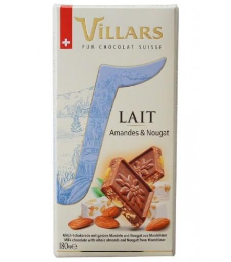 Chocolat Villars Lait Amandes et Nougat 180g