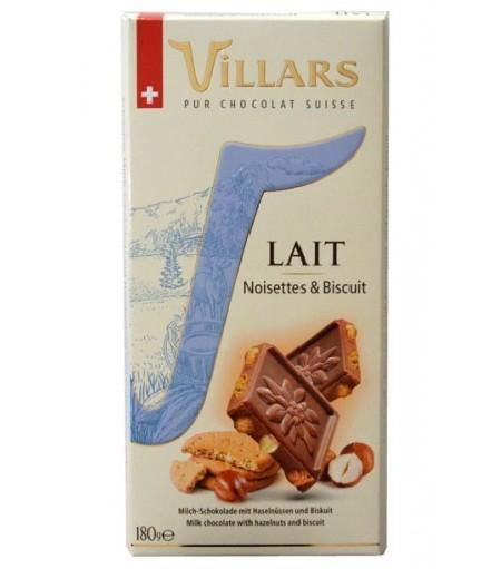 Chocolat Villars Lait Noisettes et Biscuit 180g