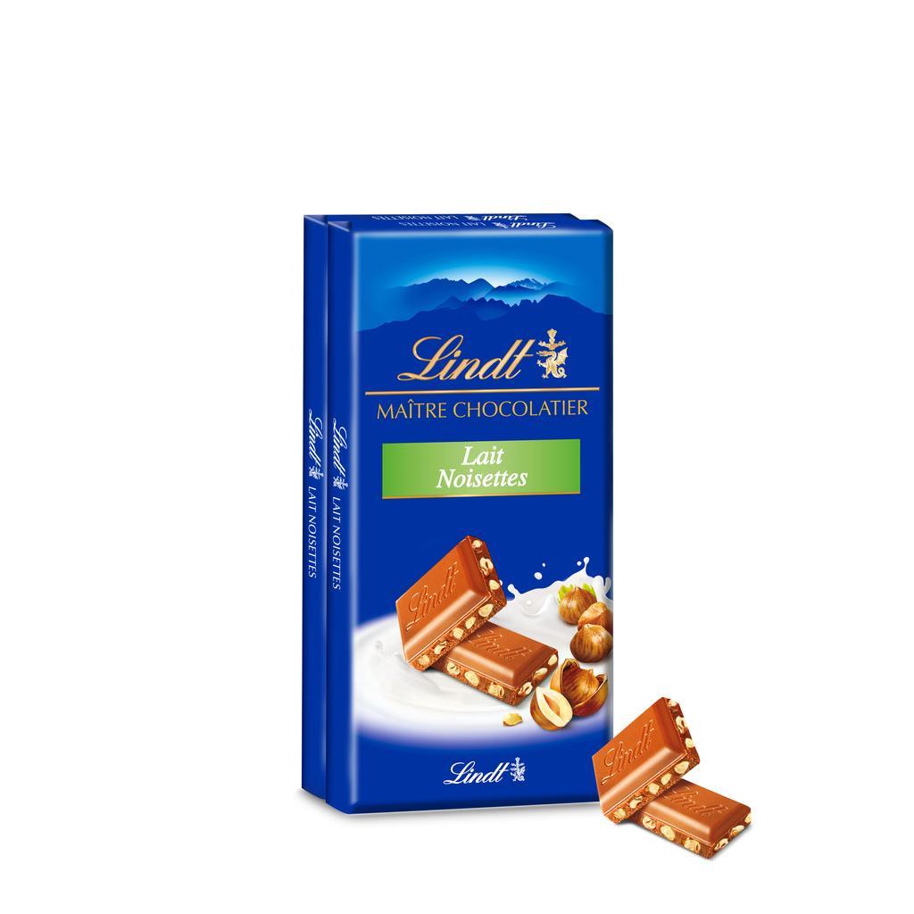 Lindt Authentic Milk Chocolate with Hazelnuts 100g - Pack of 2