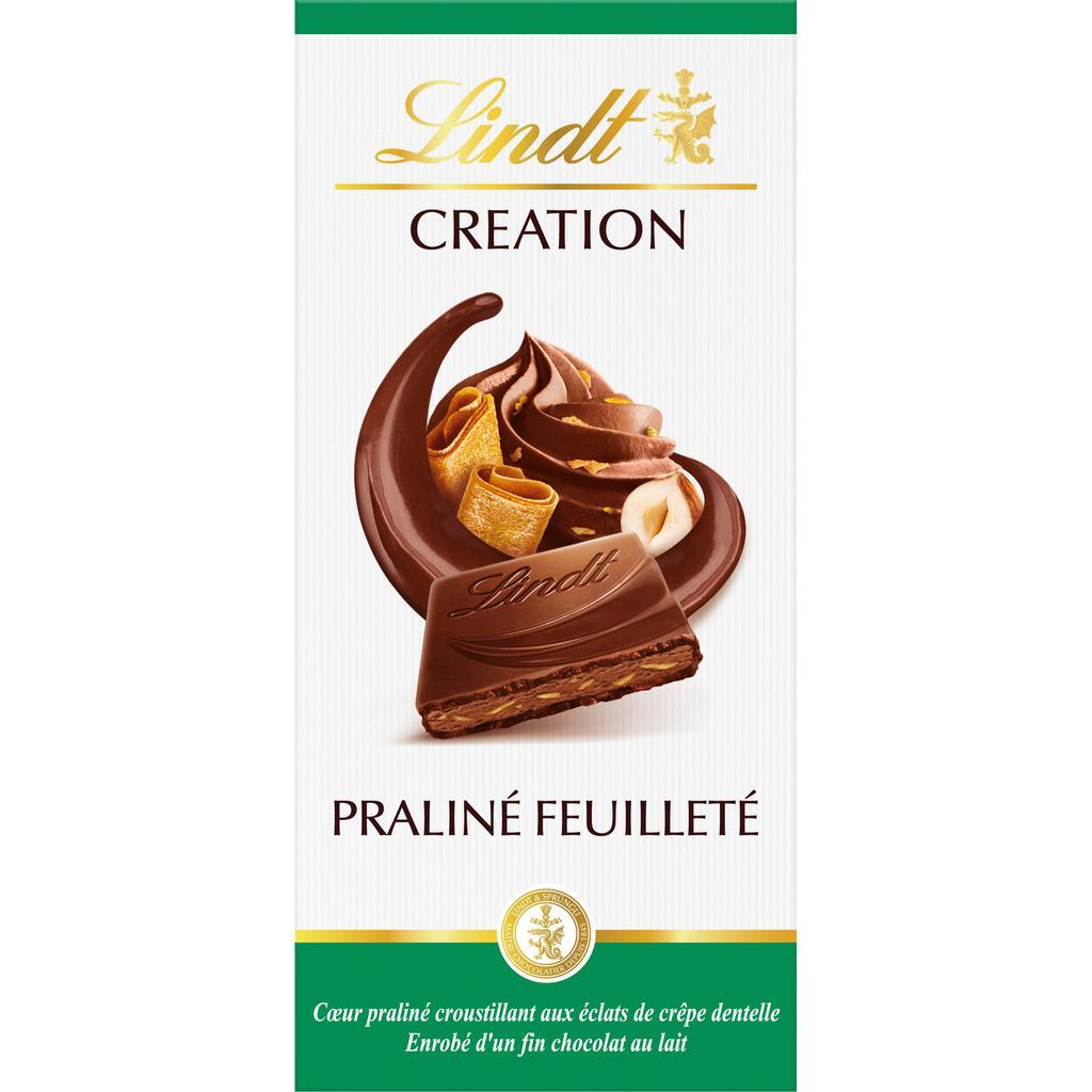 Lindt Tablette de chocolat CREATION Lait Praliné Feuilleté 150g