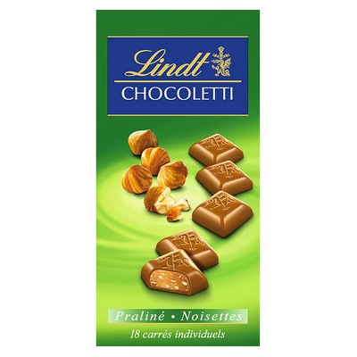 Lindt CHOCOLETTI Milk Praline Hazelnut Chocolate Bar 100g