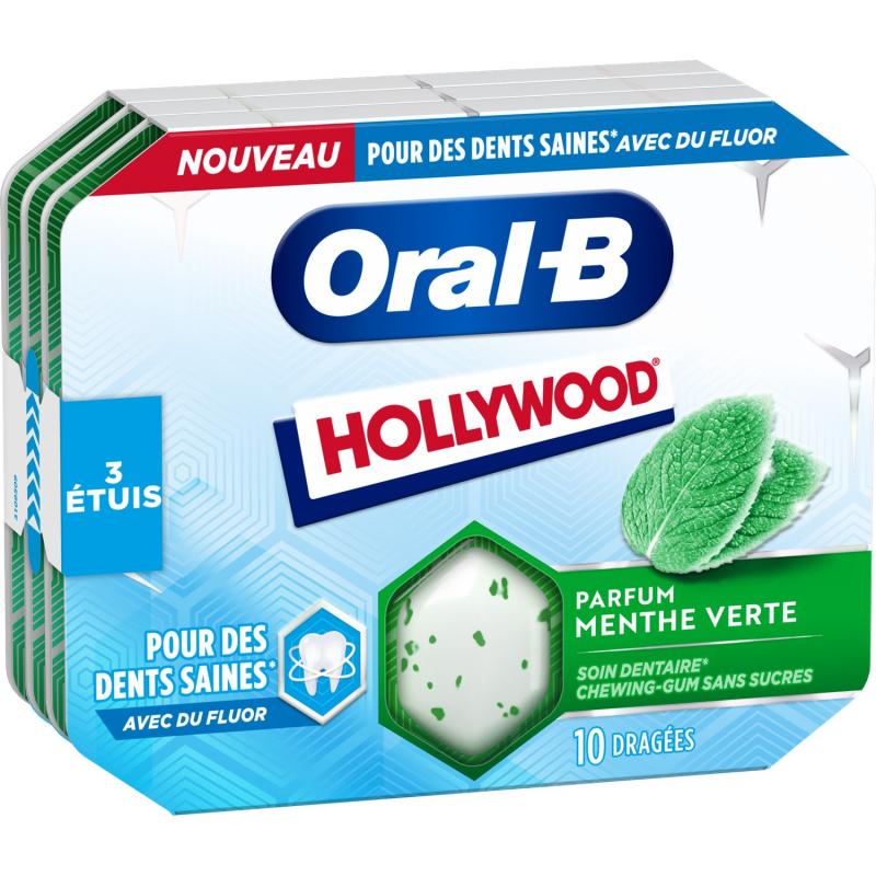 Hollywood Oral B s/sucres 3x17g Menthe Chlorophyle 9UC