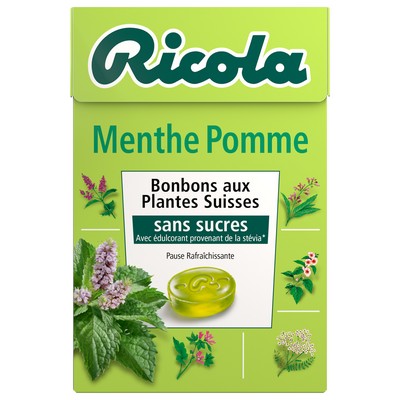 RICOLA PCP sans sucres boîte de 50g Menthe Pomme