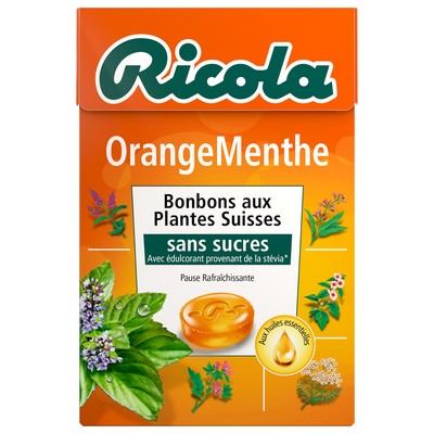 RICOLA Sugar-Free 50g Pocket Box Orange Mint New Recipe