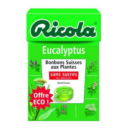 RICOLA sans sucres boîte de 50g Eucalyptus Stévia