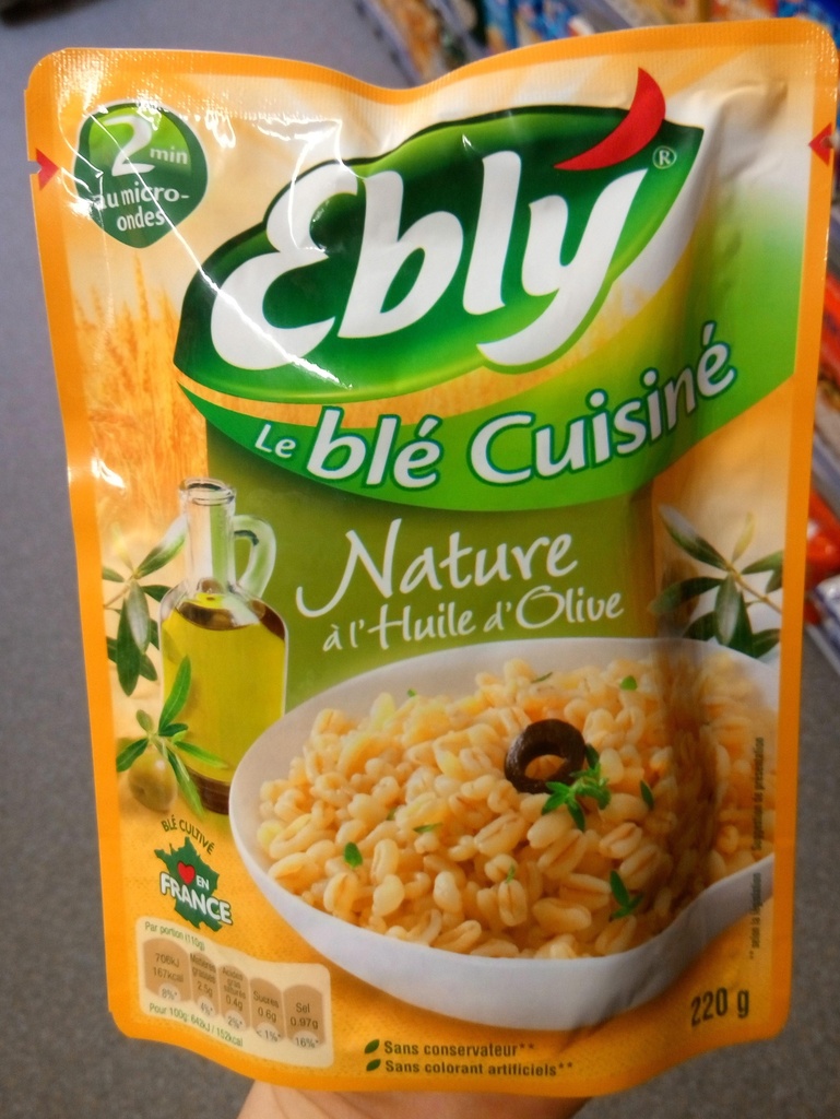EBLY Blé Micro-ondable Nature à l'Huile d'Olive 2mn 220g