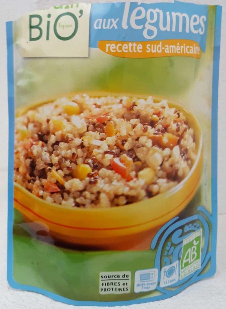JARDIN BIO / DUO OF ORGANIC QUINOA WITH VEGETABLES SOUTH AMERICAN RECIPE / EXPRESS POUCH - 250G