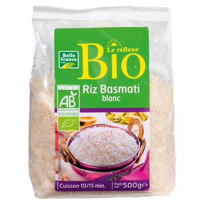 Organic Long White Basmati Rice Belle France 500g