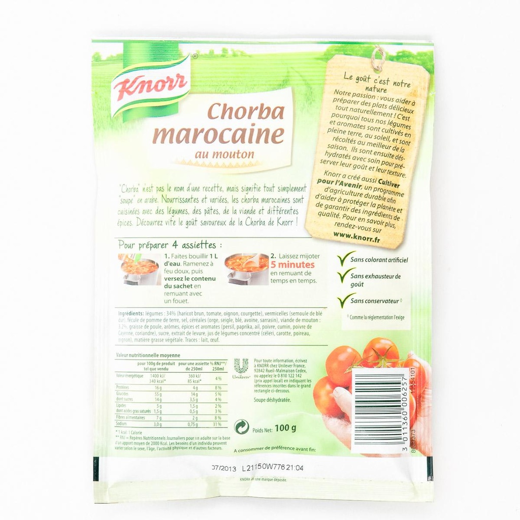 Knorr Soupe Déshydratée Chorba au Mouton Halal 4 Portions