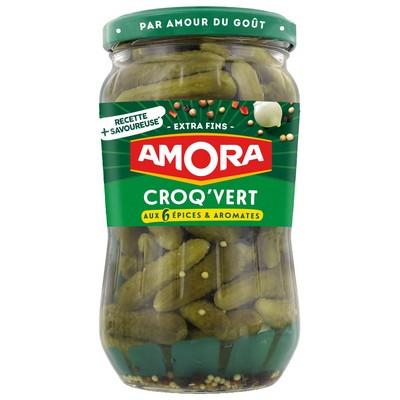Amora Croq'Vert Cornichons Extra-Fins Bocal 370g