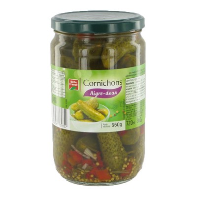 Belle France Sweet and Sour Gherkins Jar 660 g - 72 cl
