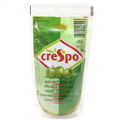 BAG STONED GREEN OLIVES 100G CRESPO