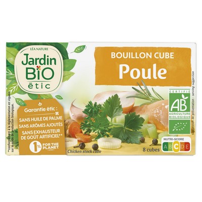 JARDIN BIO / BOUILLON CUBE POULE SANS HUILE DE PALME BIO* / BOITE DE 8x10 G