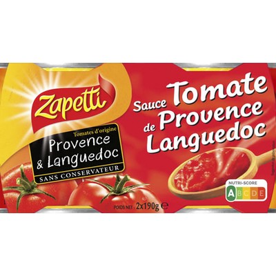 ZAPETTI Sauce Tomate lot de 2x190g