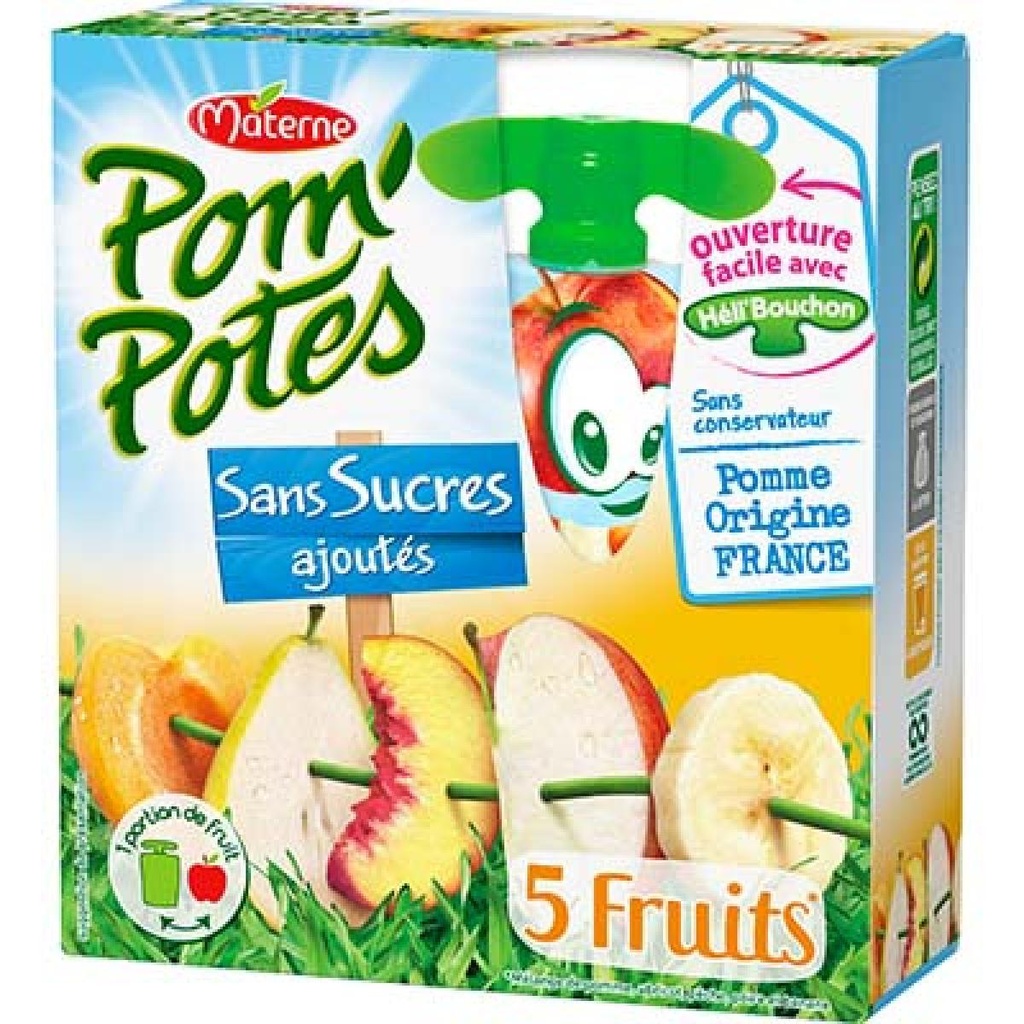 POM'POTES Compotes Gourdes 5 Fruits Jaunes 4x90g