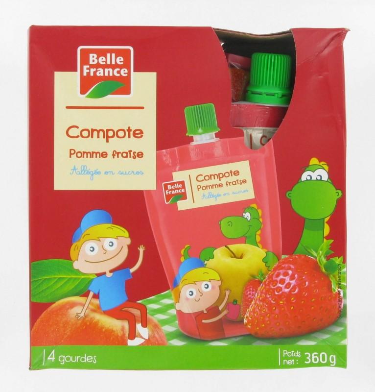 Apple Strawberry Compote Pouch Belle France Pack of 4 x 90g