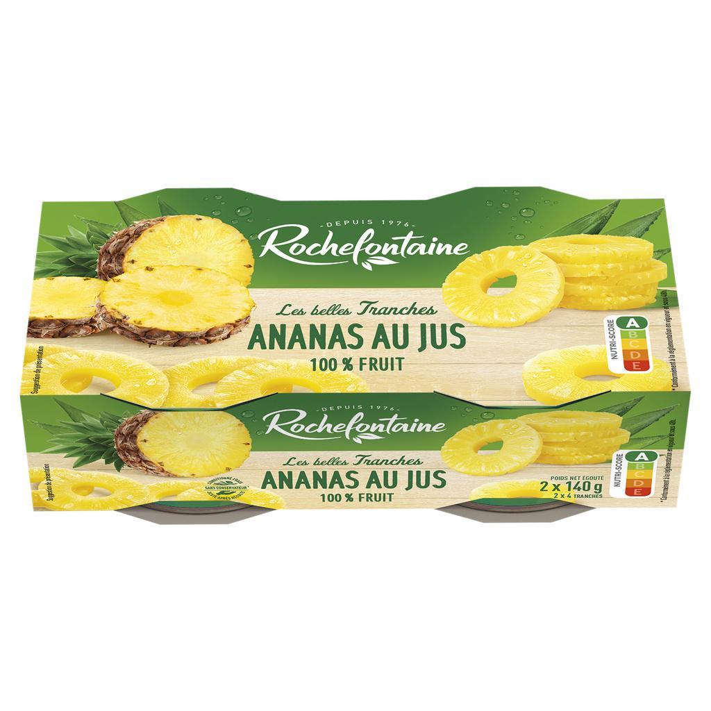 ROCHEFONTAINE Pineapple Slices in Juice No Added Sugar 2x236g