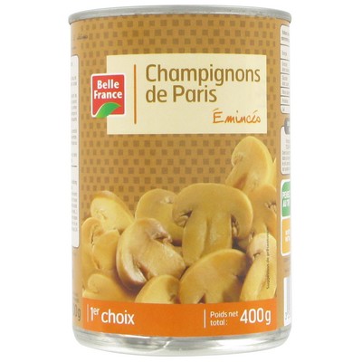Sliced Paris Mushrooms Belle France Can 1/2 390g