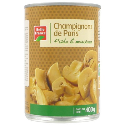 Belle France Sliced & Stems White Mushrooms Can 390g