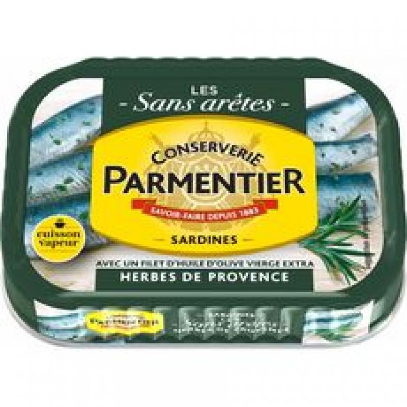 Sardines huile d'olive et herbes de Provence PARMENTIER 135g