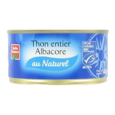 THON ENTIER ALBACORE NATUREL MSC BF BOITE 1/4 185G