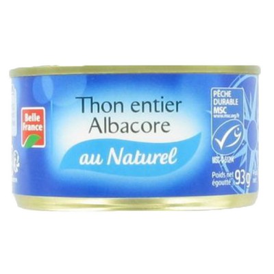 Natural Whole Albacore Tuna MSC Belle France Can 133g