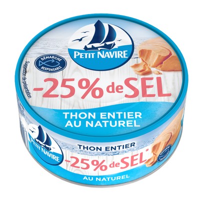 Whole Tuna in Natural Juice -25% Salt Responsible Sourcing PETIT NAVIRE 112g