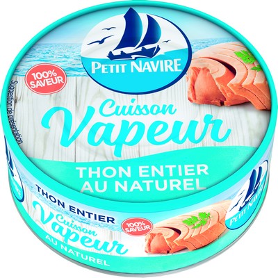 Whole Tuna Responsibly Sourced in Brine Steam-Cooked PETIT NAVIRE 130g