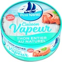 Thon entier Démarche Responsable au Naturel Cuisson Vapeur nature PETIT NAVIRE 130g
