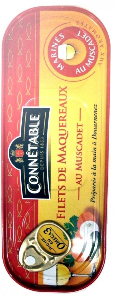 1/4L Filets de Maquereaux Label Rouge marinés au Muscadet et aux aromates 176g Connétable