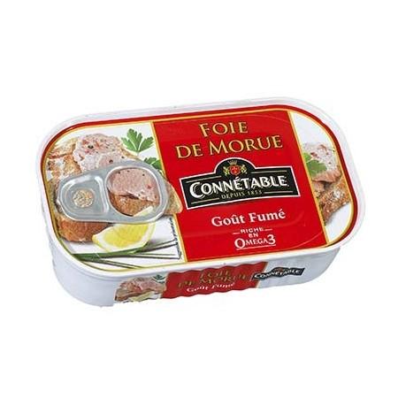 1/6C Foie de morue MSC fumé au bois de hêtre 121g Connétable