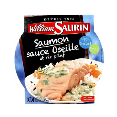 WILLIAM SAURIN - Salmon with Sorrel Sauce and Pilaf Rice Microwaveable Tray 300g