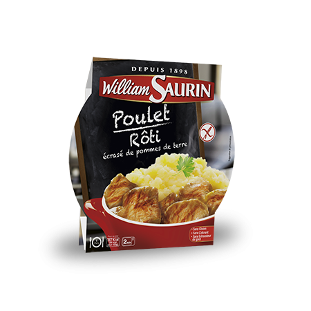 WILLIAM-SAURIN - ASSIETTE MICRO ONDABLE POULET ROTI ECRASE DE POMMES DE TERRE SANS GLUTEN 300G