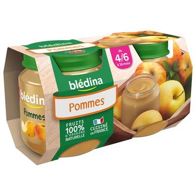 BLEDINA FRUIT POTS My First Apple Puree 2x130g From 4/6 Months