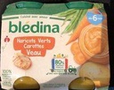 BLEDINA Jars Green Beans Carrots Veal 2x200g From 6 Months
