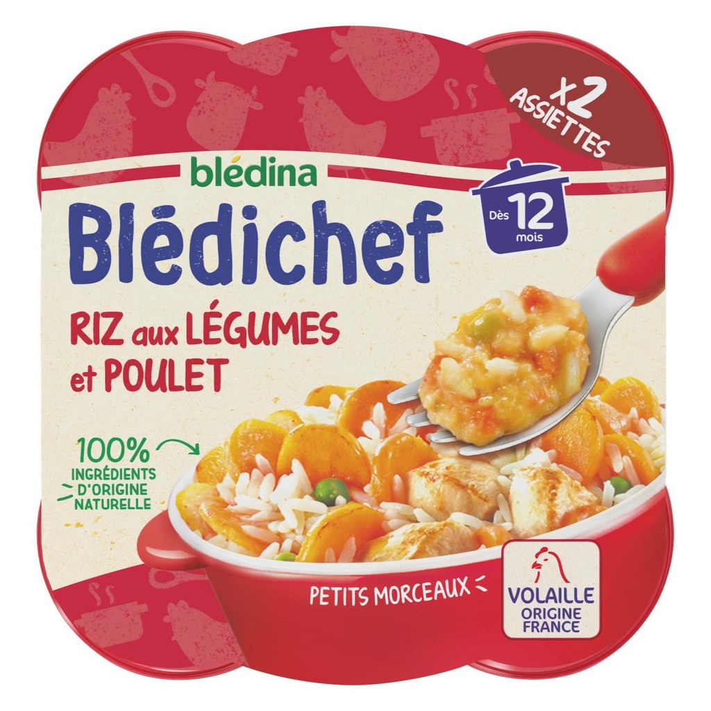 BLEDINA BLEDICHEF Riz aux Légumes et Poulet 2x230g Dès 12 mois