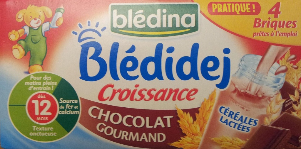 BLEDINA BLEDIDEJ Croissance Chocolat Gourmand 4x250ml Dès 12 mois