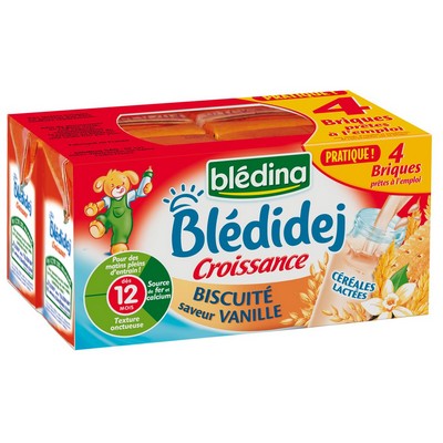 BLEDINA BLEDIDEJ Croissance Biscuité Saveur Vanille 4x250ml Dès 12 Mois