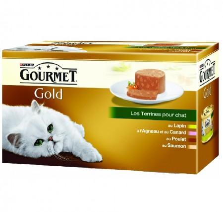 GOURMET GOLD Les Terrines - 4 x 85 g - Boîtes pour chat adulte