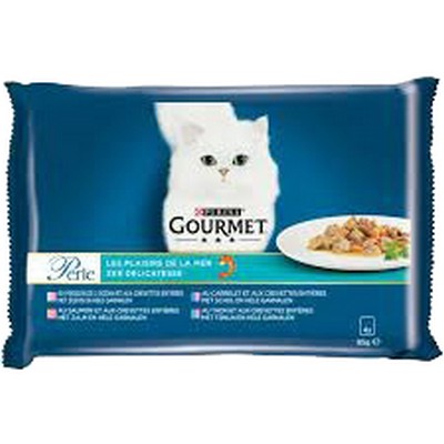 GOURMET PERLE Sea Delights 4x85g Fresh Pouches for Adult Cats