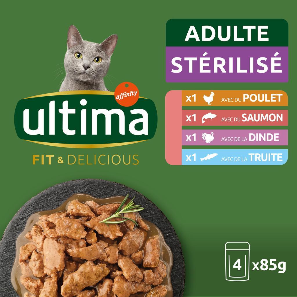 ULTIMA Sterilised Cat Food Pouches Poultry & Fish 4x85g