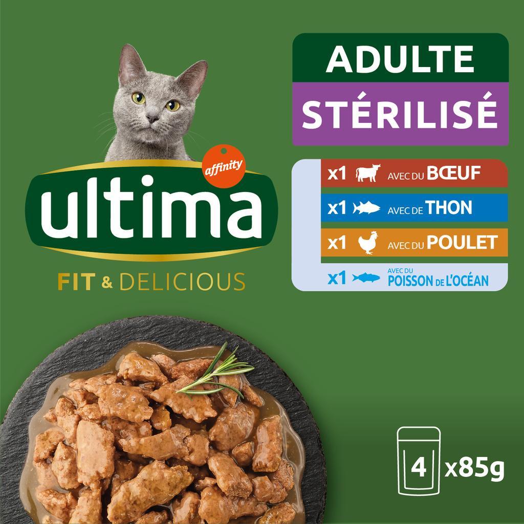 ULTIMA Sterilized Cat Wet Food Pouches Meat & Fish 4x85g