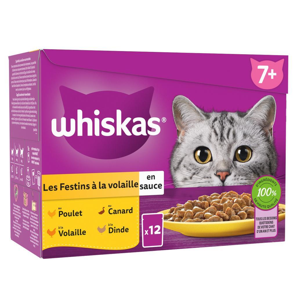 WHISKAS Fresh Pouches Poultry Feast in Gravy for Senior Cats 4 Varieties 12x85g
