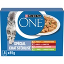 PURINA ONE Chat Stérilisé - Multivariétés - 8 x 85 g - Sachets fraîcheur pour chats adultes