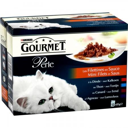 GOURMET PERLE Filettines in Gravy - 12 x 85g - Fresh Pouches for Adult Cats