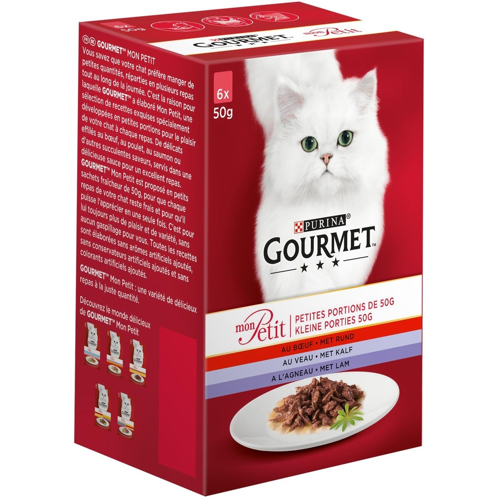 PURINA® GOURMET™ MON PETIT Intense, au Veau, à l'Agneau en sachets de 50g