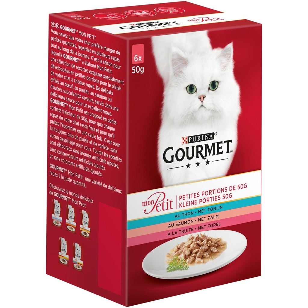 PURINA® GOURMET™ MON PETIT Intense, Tuna, Trout & Salmon, a complete wet food for adult cats, 50g sachets