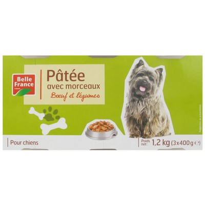 Belle France Chunky Dog Food with Meat and Vegetables 3x800g