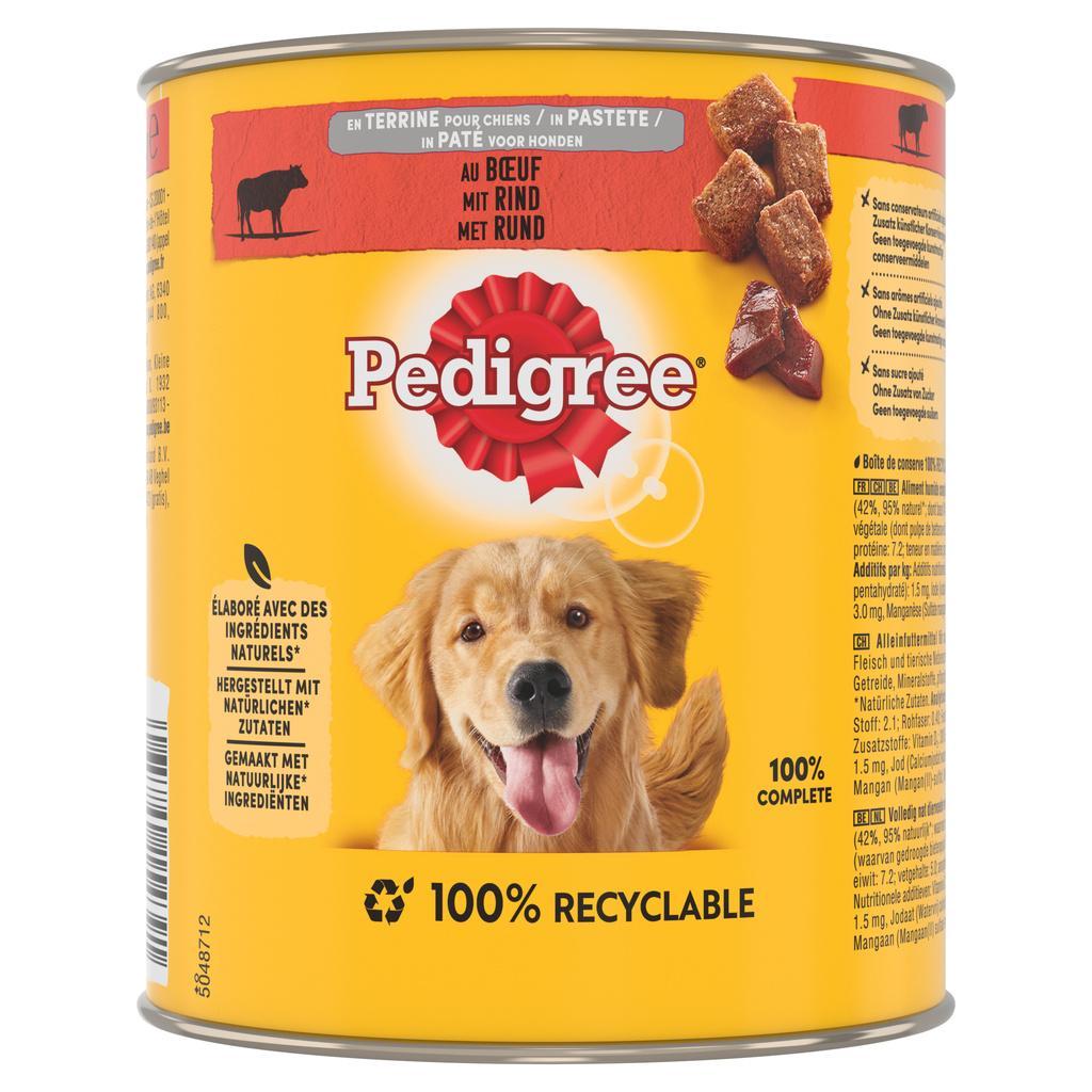 PEDIGREE boîtes en terrine pour chien adulte au boeuf 800g